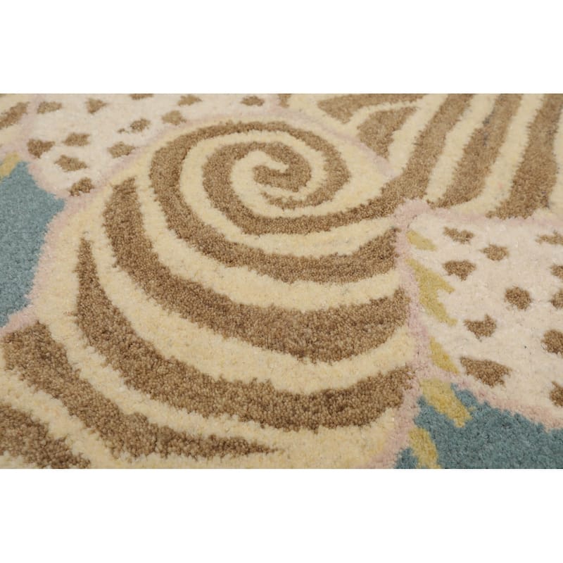 Hand Tufted Hand Made Wool Chinese Lion Novelty Oriental Rug Aqua - 3' x 5'