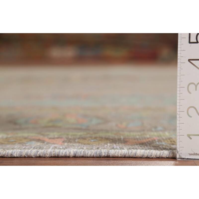 Distressed Gray Tabriz Persian Vintage Area Rug Handmade Wool Carpet - 8'8"x 12'0"