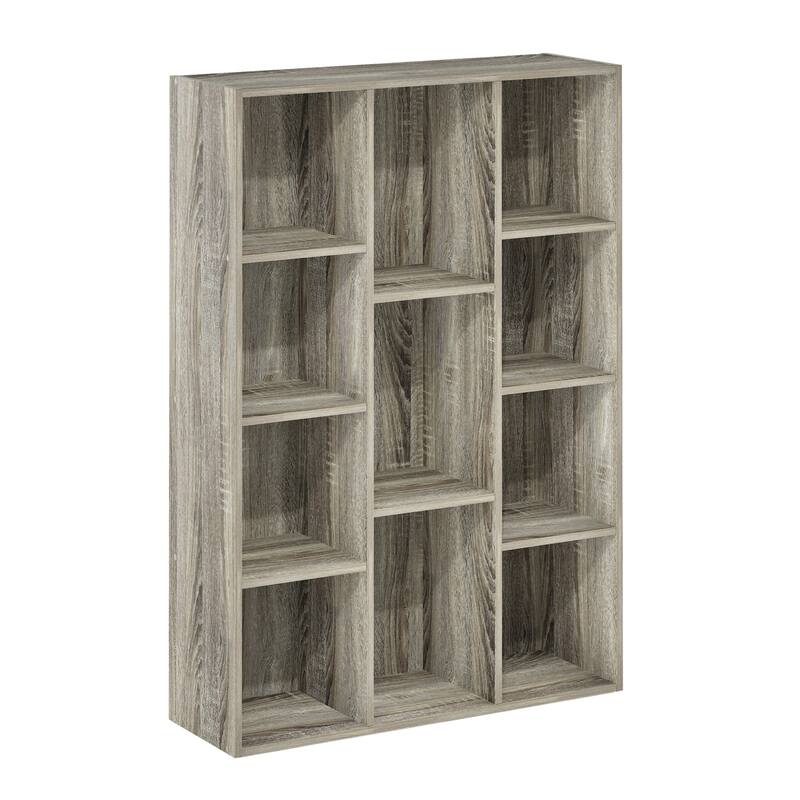 41.7 in. Tall French Oak Grey Wood 11-Shelf Bookcase