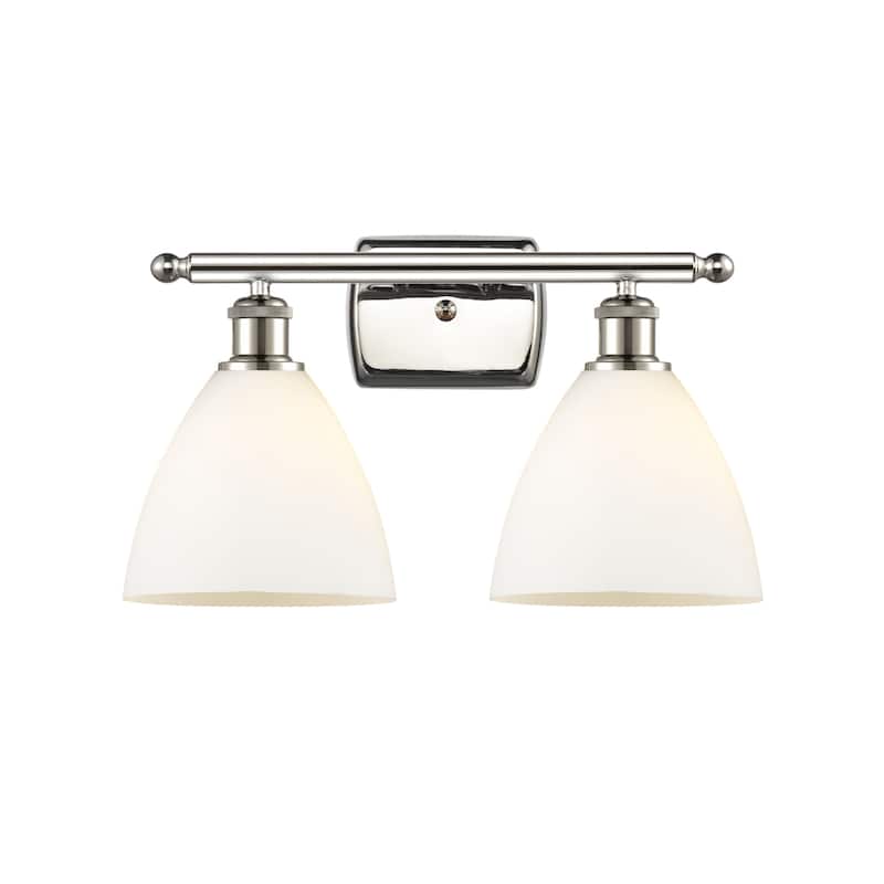 Innovations Lighting 516-2W-12-18 Bristol Vanity Bristol Glass 2 Light - Polished Nickel / Matte White