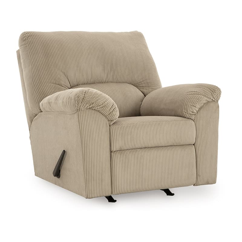Simy Rocker Recliner Chair, Pillow Top Arms, Cream White Corduroy