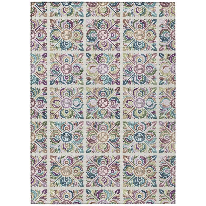 HomeRoots Medallion Transitional Rectangle Outdoor Rug