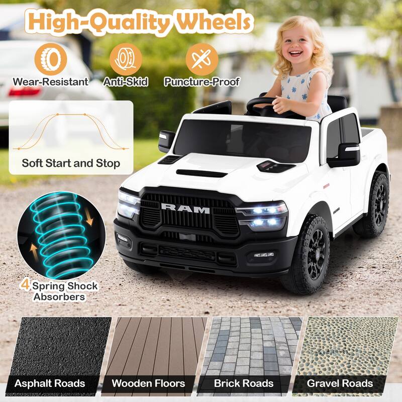 Gymax 24V 2 Seater Ride on Truck w/Remote Control 3 Speeds Bluetooth