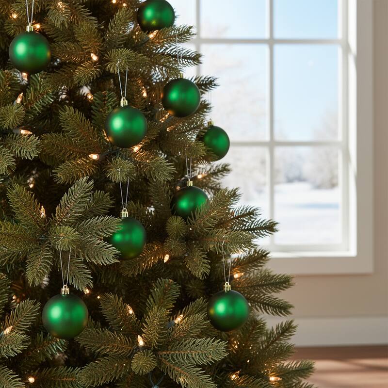 Shatterproof Matte Christmas Ball Ornaments - 4" (100mm) - Christmas Green - 12ct