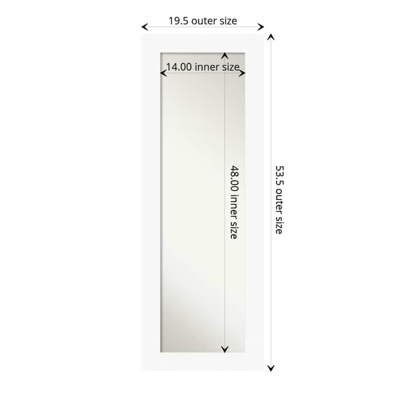 Basic Non-Beveled Wood Framed Full-Length On the Door Mirror - Glass Size 14x48 - Basic White