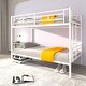 preview thumbnail 1 of 7, Space-Saving Twin Over Twin Metal Bunk Bed with Removable Ladder, Safe Guardrails White