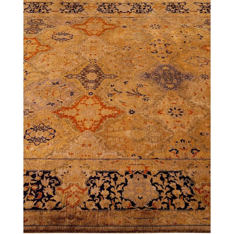 Overton Hand Knotted Wool Vintage Inspired Modern Contemporary Overdyed Gold Area Rug - 6' 3" x 8' 8"