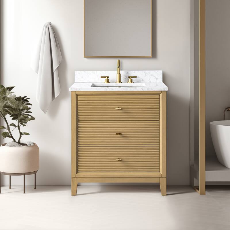 Vanity Art 30" Freestanding Bathroom Vanity with Engineered Marble Top and Sink