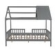 preview thumbnail 9 of 17, Full Size Wood House Bed with Fence, Gray