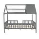 preview thumbnail 9 of 7, Gray Pine Wood House Platform Bed with Roof and Fence