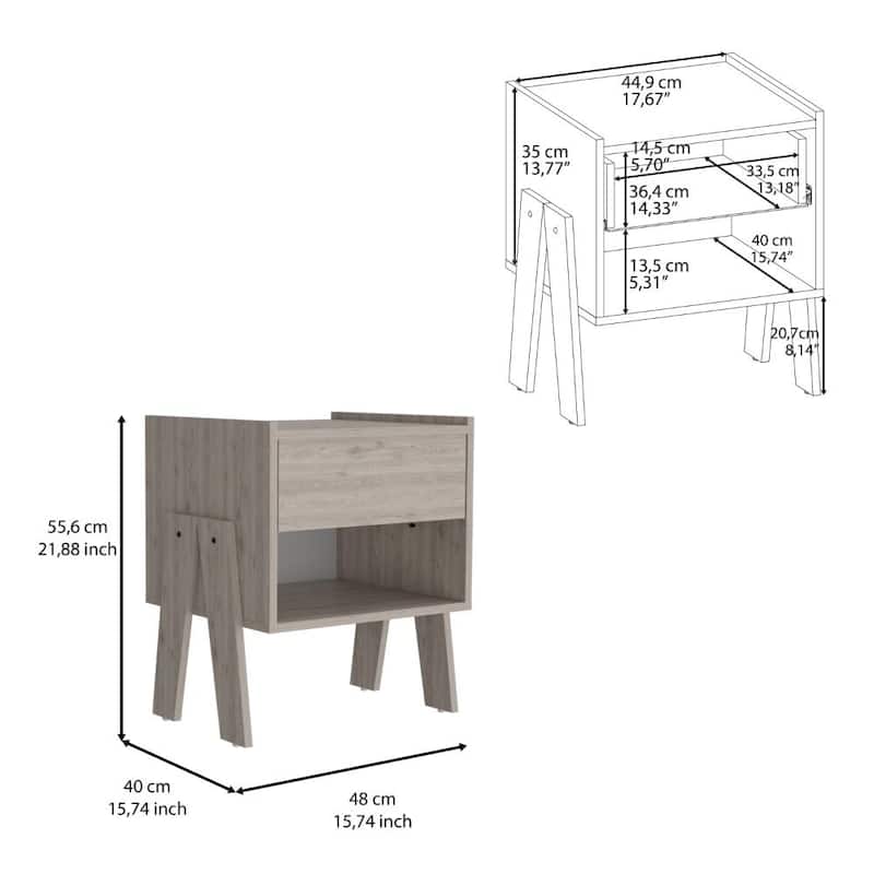 Nightstand 22"H,One Open Shelf,End Table with One Drawers,Superior Top,for Bedroom,Closet,Entryway,College Dorm