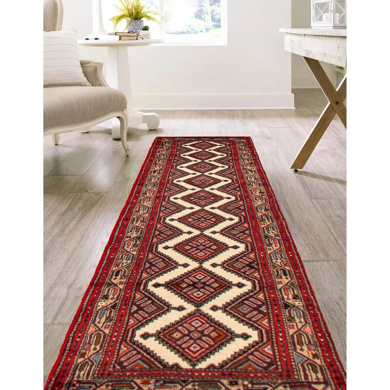 ECARPETGALLERY Hand-knotted Konya Anatolian Cream, Red Wool Rug - 2'6 x 9'10