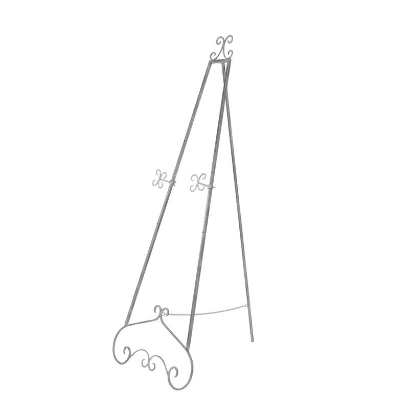 Gold Metal Extra Large Adjustable 3 Tier Scroll Display Easel with Chain Support - 23 x 33 x 68