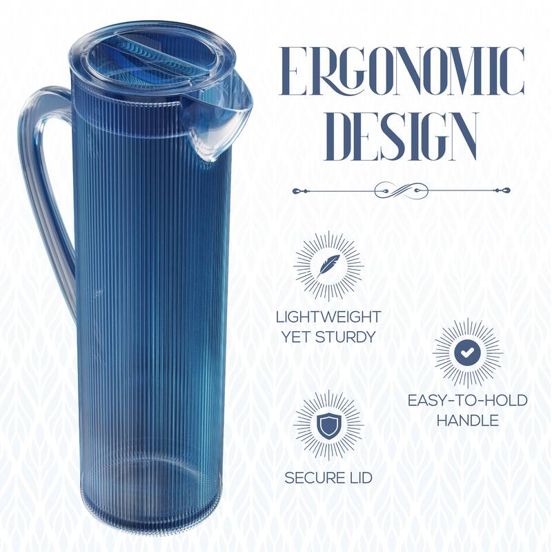 Elle Decor Acrylic Water Pitcher with Lid Iced Tea Pitcher for Fridge - 50 Ounces