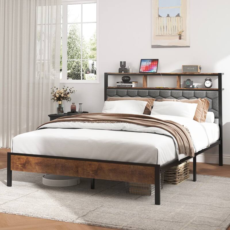 Bed Frame with Headboard and 2 USBs