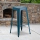 preview thumbnail 1 of 11, 4 Pack 30"H Backless Distressed Metal Indoor-Outdoor Barstool - Patio Chair Antique Blue