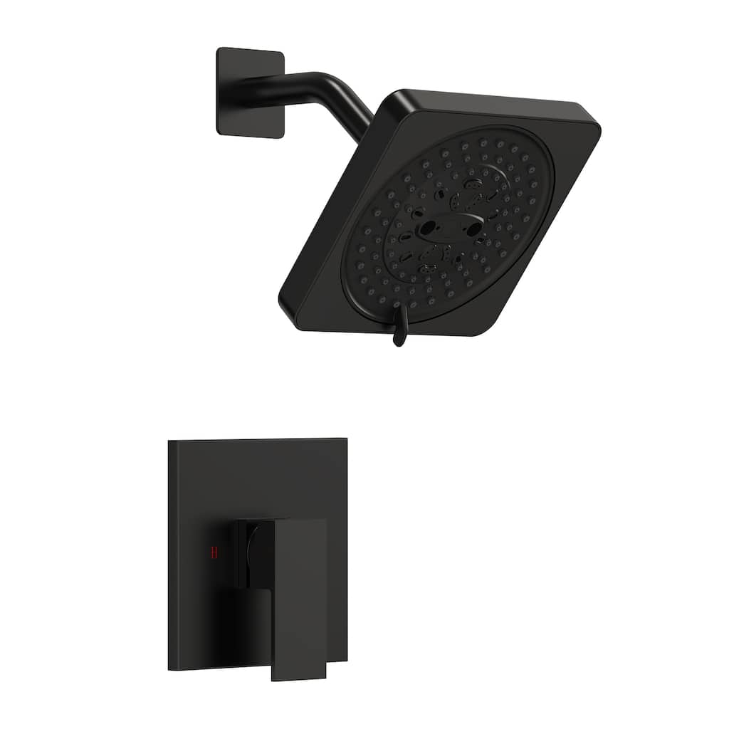 Square Shower System with 7 Spray Modes and Pressure Balance Valve