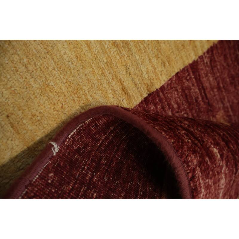 Hand Knotted Oriental 100% Wool Carpet Modern Geometric Multi-Colored Gabbeh Area Rug - 4' 3'' X 2' 8''