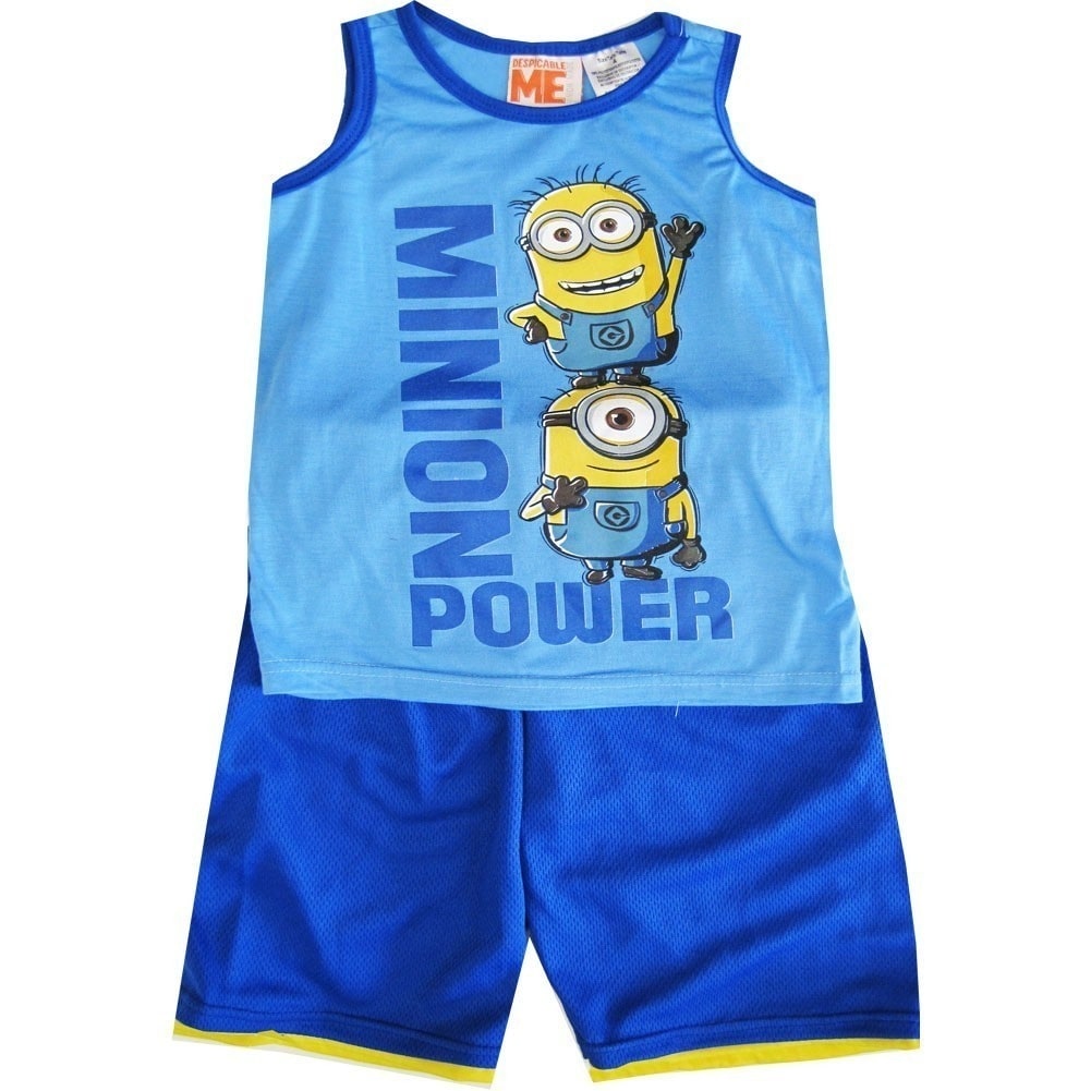 Shop Minions Boys Sky Blue Sleeveless 2 Pcs Basketball Shorts Set