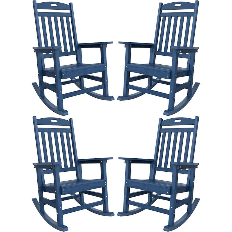 WINSOON All Weather Outdoor Rocking Chair, Set of 4 - Navy Blue