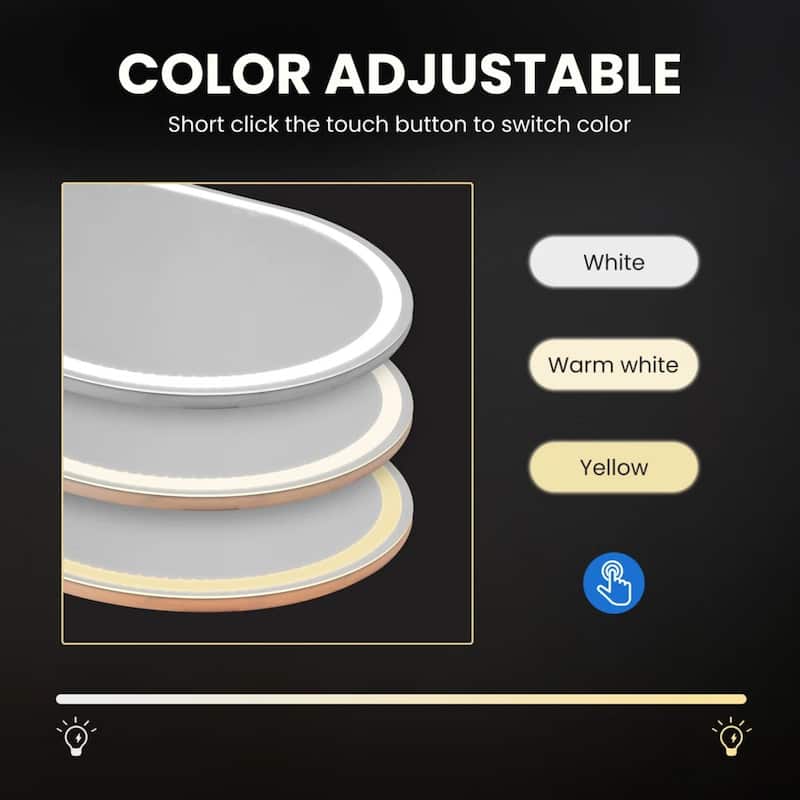 Arched Full Length Mirror with LED Lights, 26"x71" Lighted Floor Mirror with Dimming & 3 Color Lighting, Stand