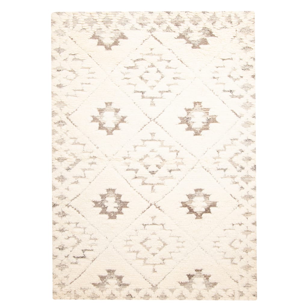 ECARPETGALLERY Hand-knotted Tangier Cream Wool Rug - 5'6 x 7'6