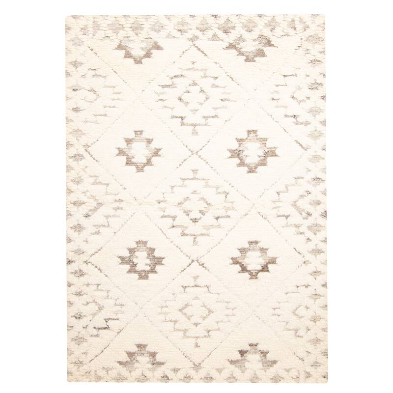 ECARPETGALLERY Hand-knotted Tangier Cream Wool Rug - 5'6 x 7'6