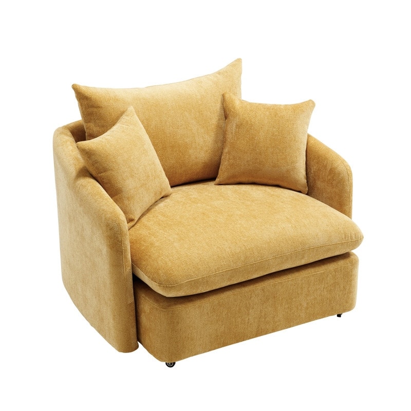 46" Chenille Upholstered Sofa Swivel Chair