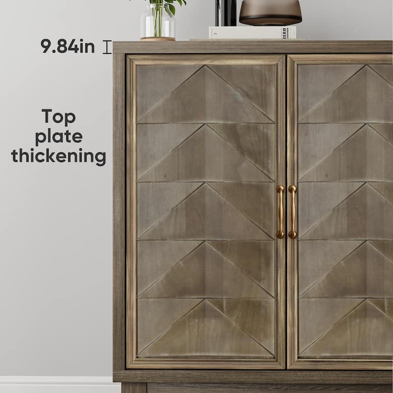 Sideboard Cabinet with 4 Doors, Accent Storage Cabinet with Adjustabel Shelves, Console Table with Solid Wood Legs