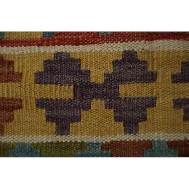 Hand Woven Oriental 100% Wool Carpet Southwestern Tribal Oranges & Rust Kilim Area Rug - 4' 10'' X 3' 5''