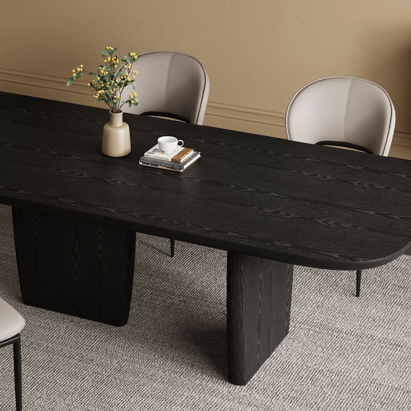 78.74" Mid Century Modern Black/ Brown Dining Table, Rectangular Dining Table ,Solid Wood for 6-8