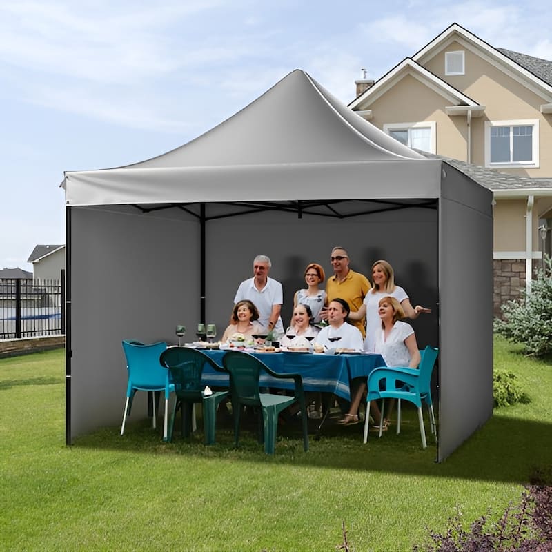500D PU Coated Pop-Up Canopy Tent with Sidewalls and Carry Bag - 120” L x 120” W x 126” H