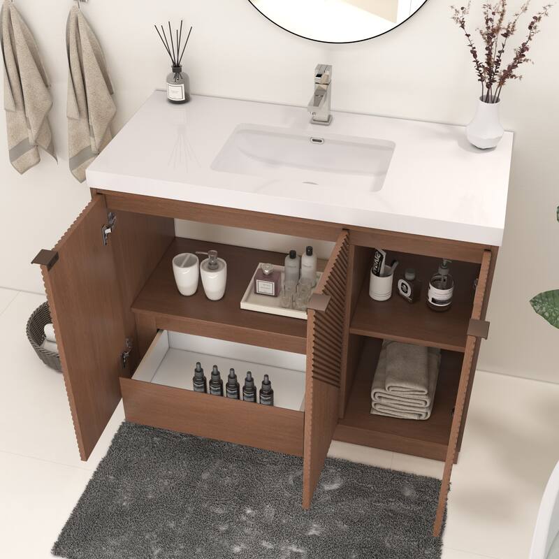 Milano 42" Freestanding (Left Doors) Bathroom Vanity with Reinforced Acrylic Sink