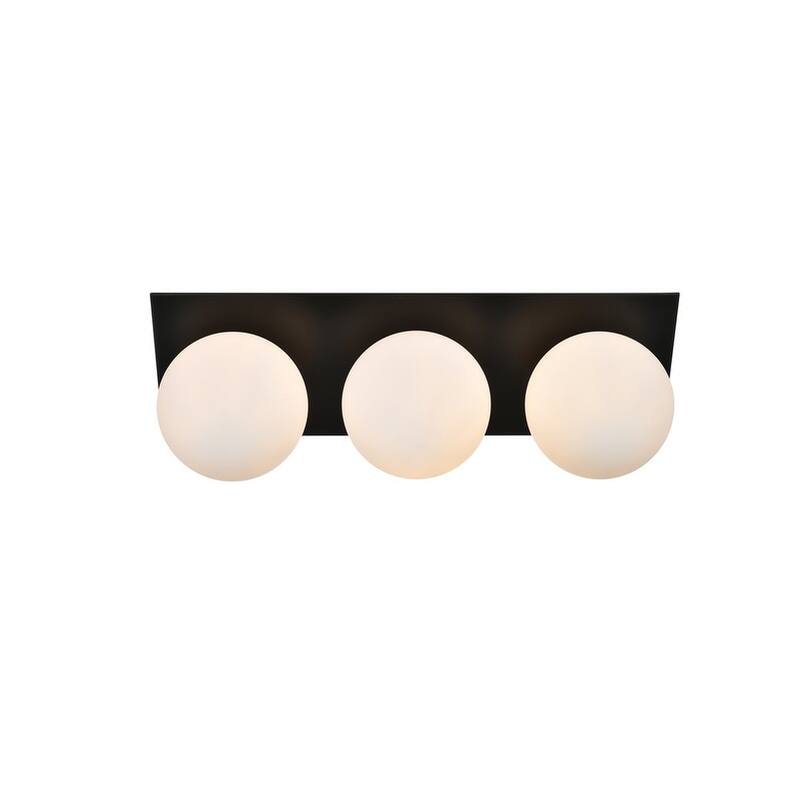 Jinzo 1 Light Black and Frosted White Bath Sconce - Black - 22