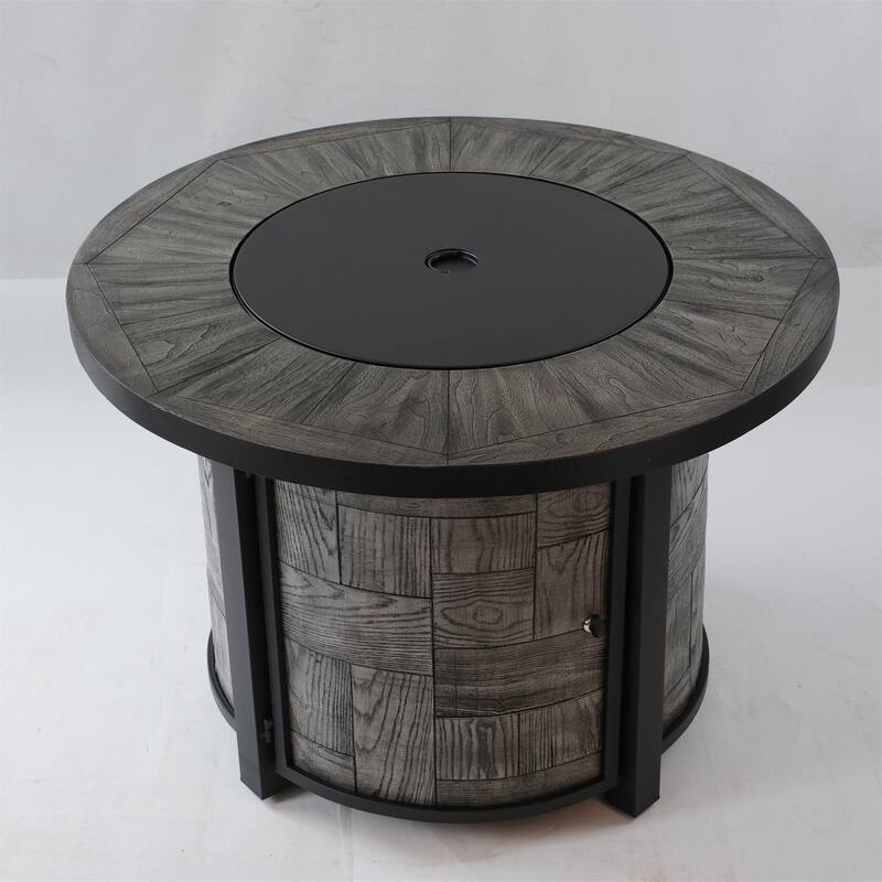 36 in. W x 36 in. D x 25 in. H Round Propane Gas Burning Outdoor Fire Pit in Wood