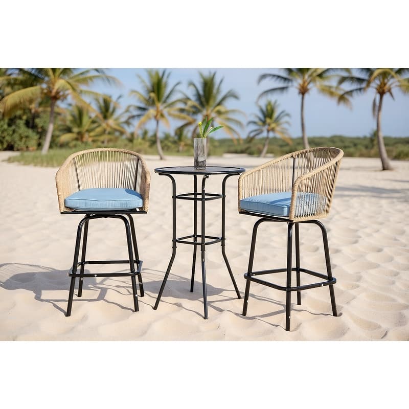3pcs Outdoor Bar Set, Patio Bar Table and Chairs Set - N/A