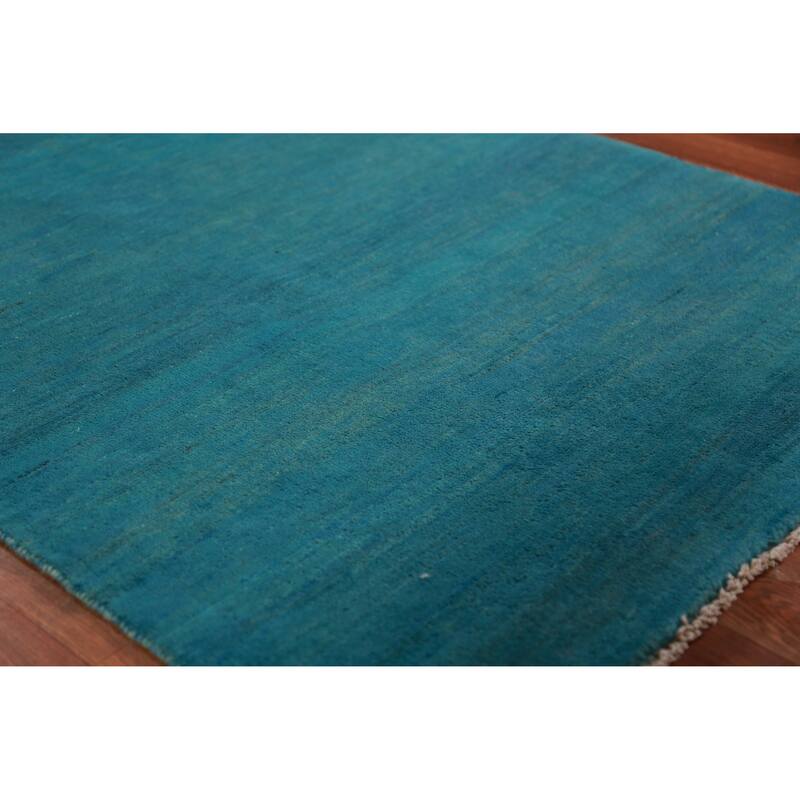 Modern Gabbeh Oriental Rug Hand-Knotted Wool Carpet - 3'3" x 4'9"