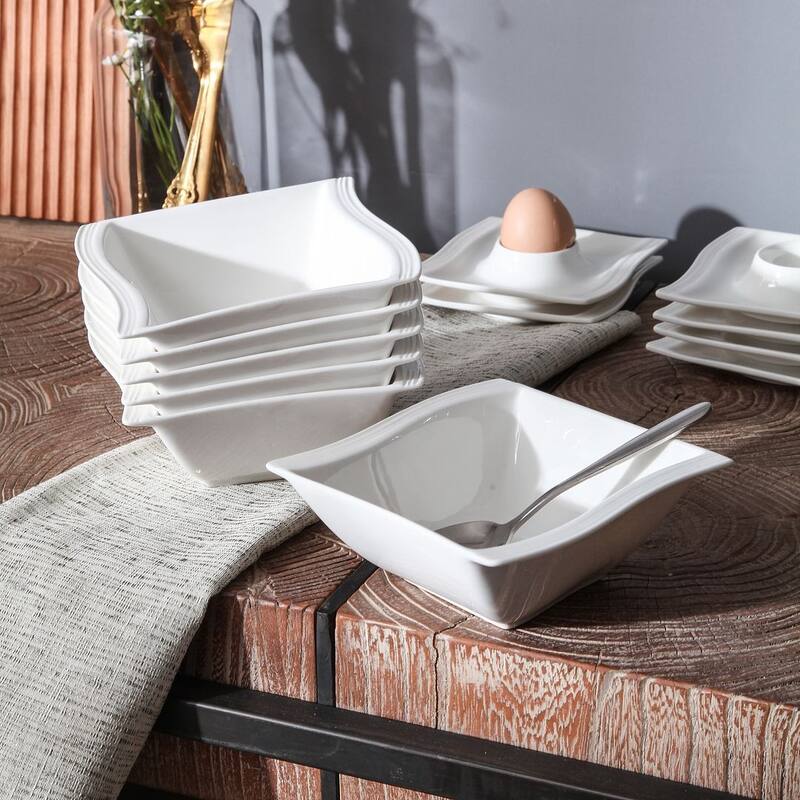 MALACASA Flora Porcelain 6-Piece 15 Oz. Cereal Bowl