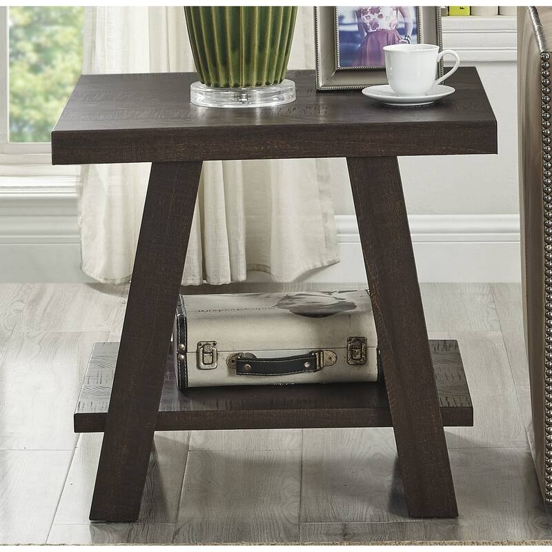 Contemporary Wood Shelf End Table With High-quality Hardwood Frame in White Finish