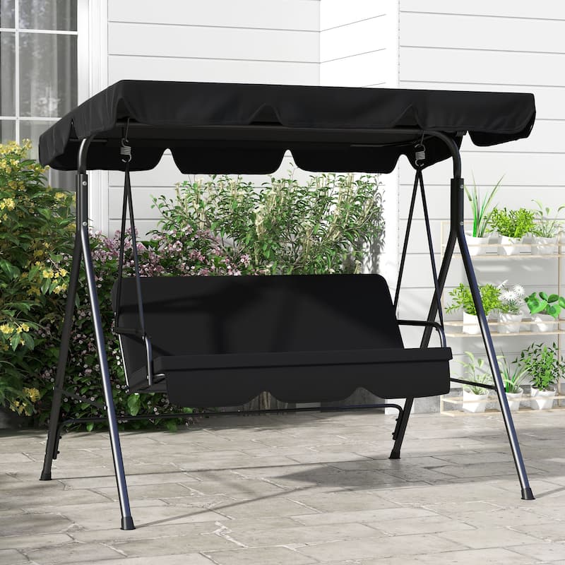 Outsunny 3-Seat Outdoor Patio Swing Chair with Removable Cushion and Adjustable Tilt Canopy for Patio, Garden, Poolside