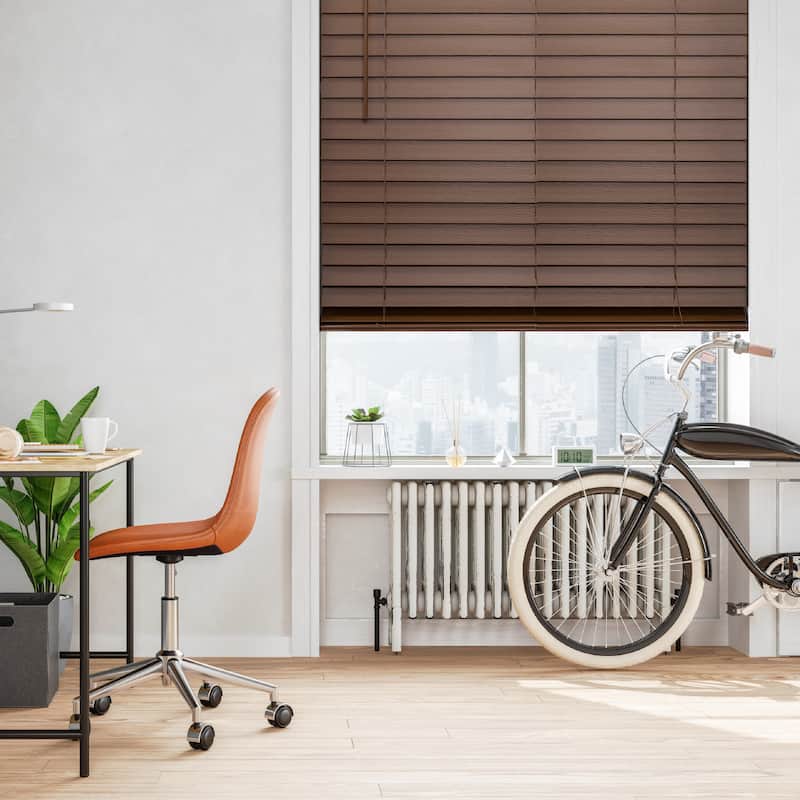 48-inch Dark Oak Cordless Faux Wood Blind