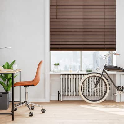 72-inch Dark Oak Cordless Faux Wood Blind