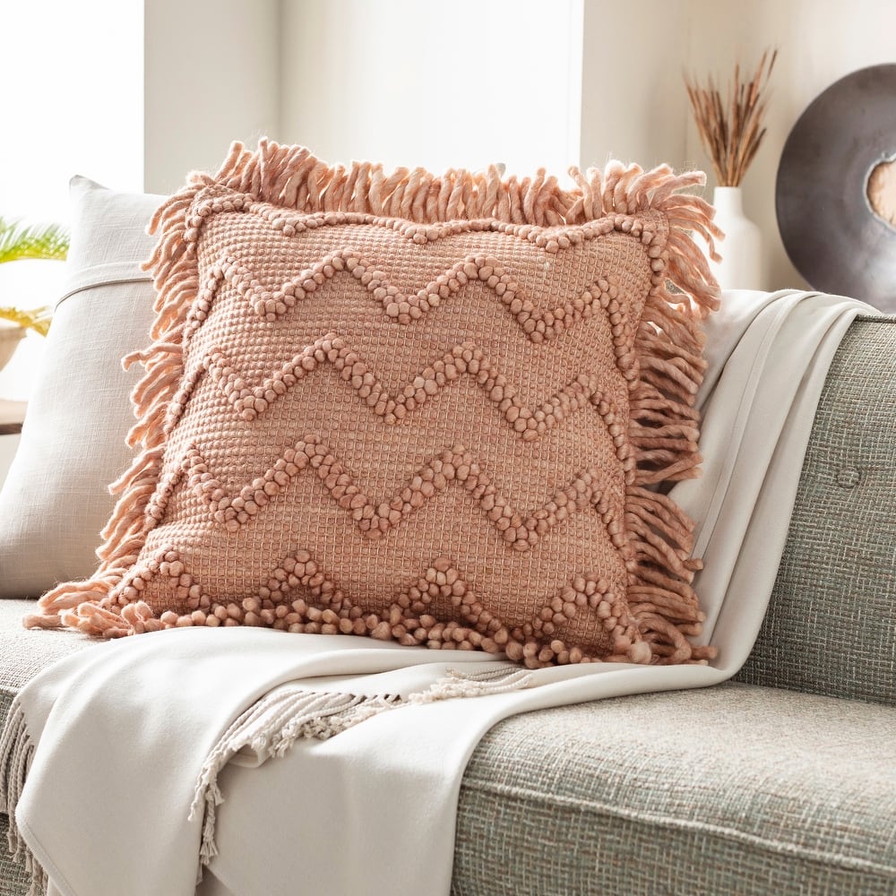 Ellea Textured Chevron Throw Pillow with Fringe