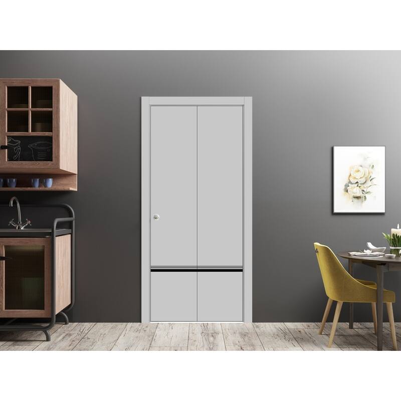 Bi-fold Doors 36 x 80 Planum 0012 Grey Matte with Sturdy Tracks