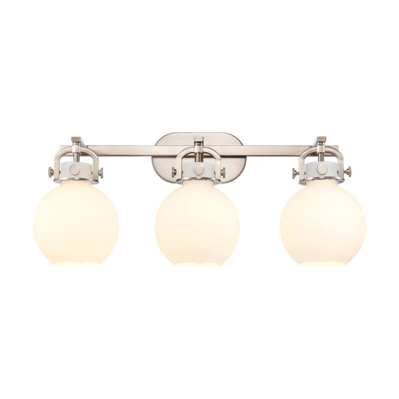 Innovations Lighting 410-3W-12-27 Newton Sphere Vanity Newton Sphere 3 - Satin Nickel / Matte White