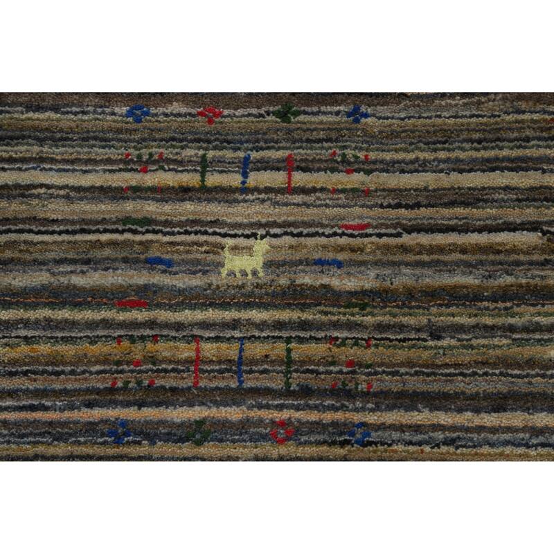 Hand Knotted Oriental 100% Wool Carpet Tribal Animal Pictorial Multi-Colored Gabbeh Area Rug - 9' 10'' X 8' 0''