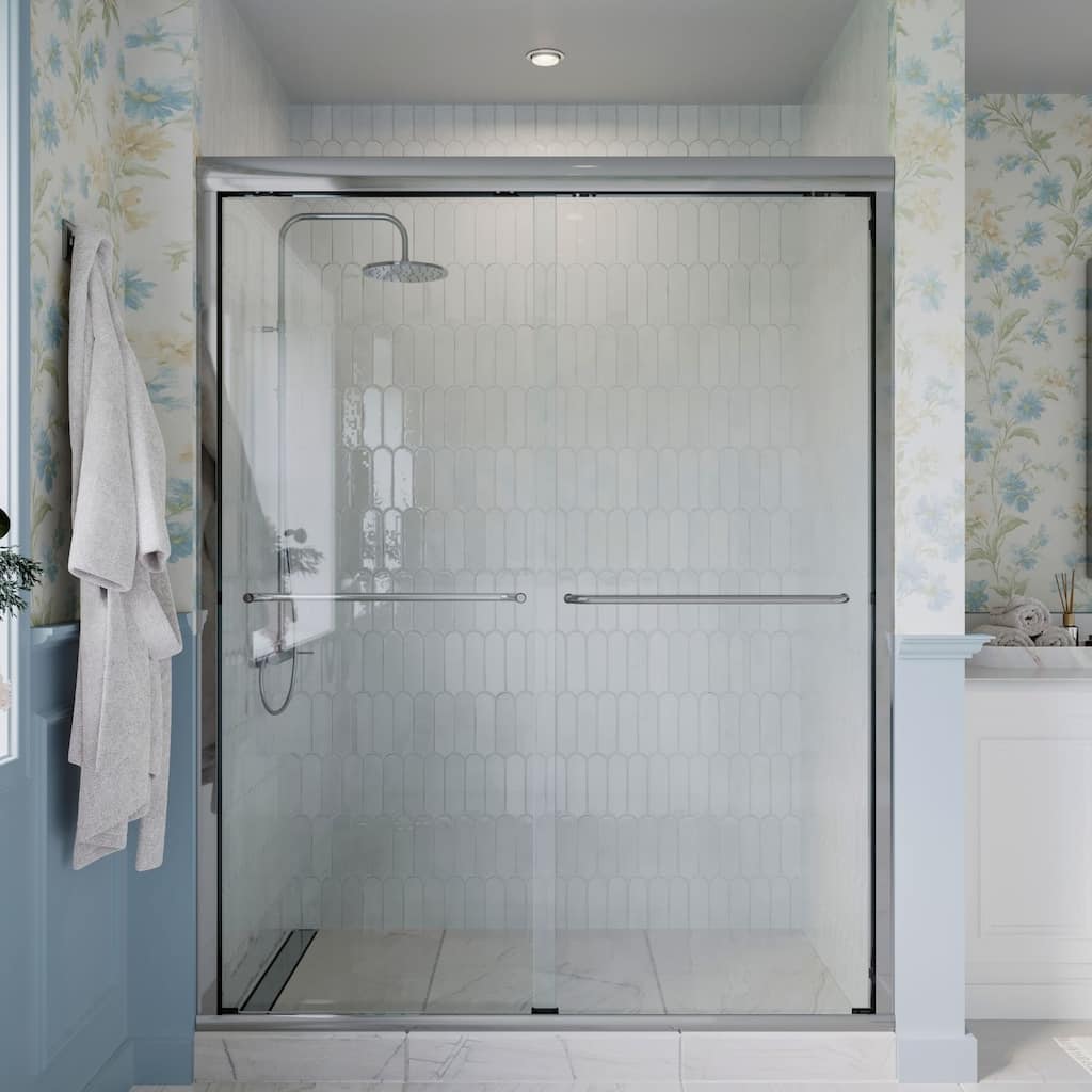Seawin Strada Light Bypass Frameless Sliding Glass Shower Door 1/4 in. (6 mm) Thick Clear Tempered Glass