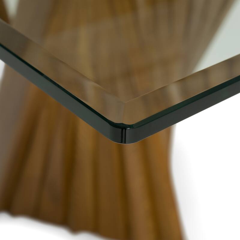 Modrest Corbin Mid-Century Walnut & Glass Dining Table