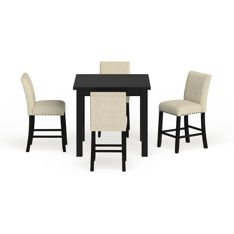 Pave Transitional Black Wood 5-Piece Counter Height Dining Set by Furniture of America