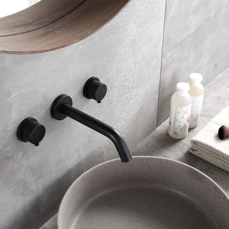 8 in W*8.23 D Solid Brass 2-Handle Wall Mounted Bathroom Sink Faucet